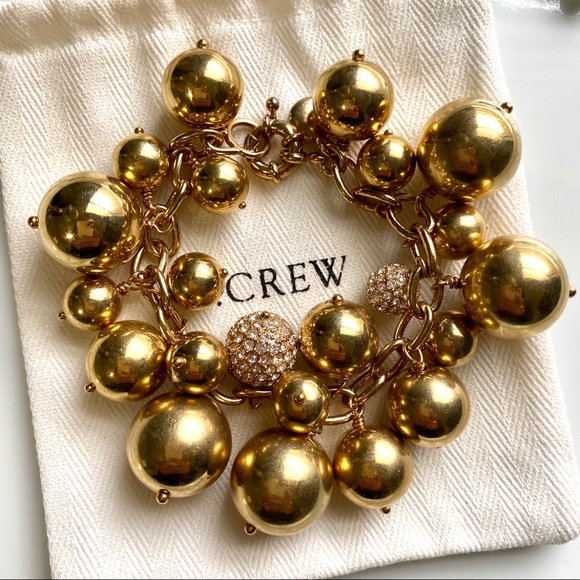 J. Crew Jewelry - XL Gold J. Crew Ball Rhinestone Statement Necklace